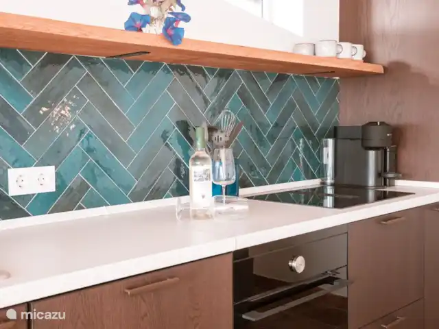 De moderne en uitgebreide keuken van het appartement.